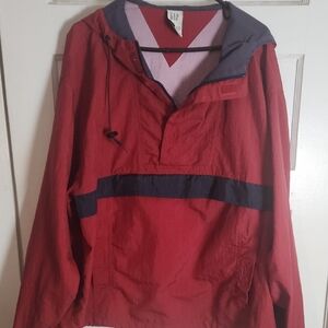 GAP Red Windbreaker Pullover with Navy Stripe